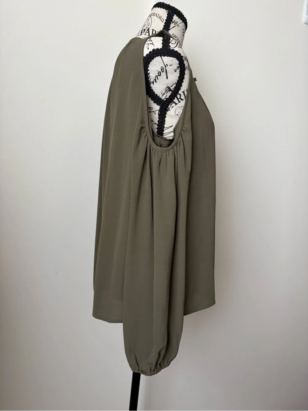 Michael Kors Olive Cold-Shoulder Tie-Neck Blouse